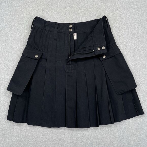 Utilikilts Tactical Kilt Mens 30 x 21 Black Solid Pleated Made in USA Pockets - Picture 3 of 7